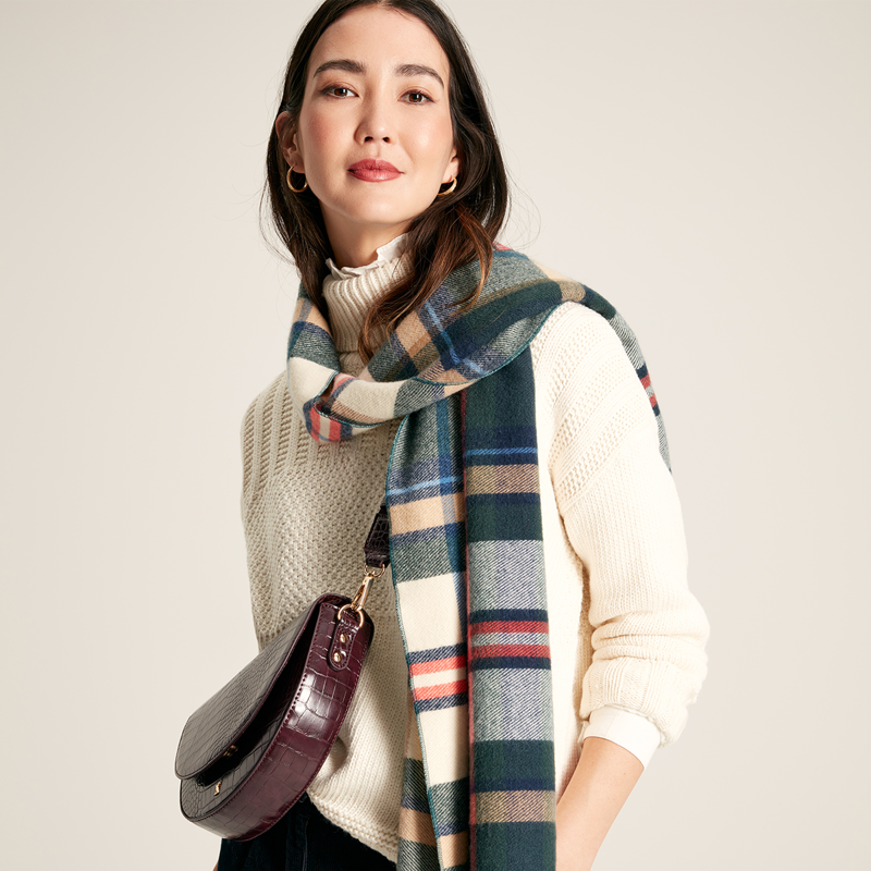 Joules Langtree Check Scarf - Green Check-3